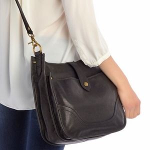 new Frye Large Madison North South Black Leather Crossbody Bag
